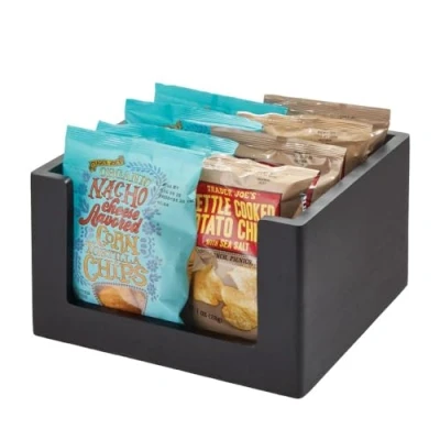 Afbeelding van iDesign Opbergbox, Open, 25.5 x 15 cm, Paulownia Hout, Zwart