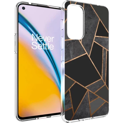 Afbeelding van iMoshion hoesje Siliconen Geschikt voor OnePlus Nord 2 Design Zwart / Meerkleurig Goud Black Graphic