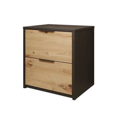 Afbeelding van Meubella Nachtkastje Augustus Eiken Zwart 44 cm Set van 2