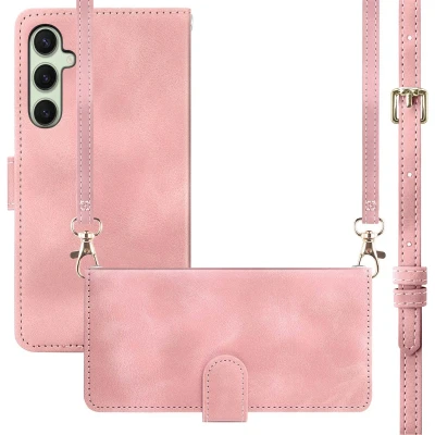 Afbeelding van imoshion Hoesje Geschikt voor Samsung Galaxy S25 met Pasjeshouder Bookcase koord Roze