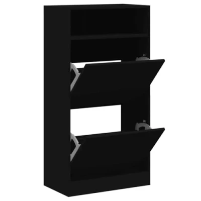 Image de vidaXL Armoire à chaussures noir 60x34x116 cm bois d&#039;ingénierie840016