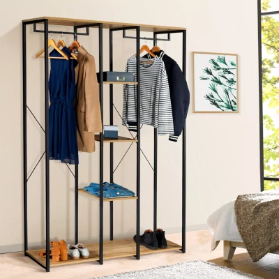 Image de Dressing triple DETROIT penderie étagères design industriel