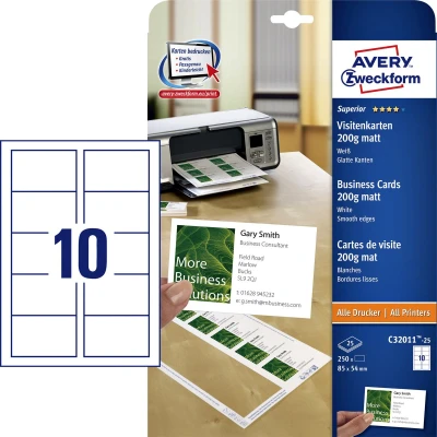 Afbeelding van Avery Visitekaarten Quick&amp;clean 200 G/m²