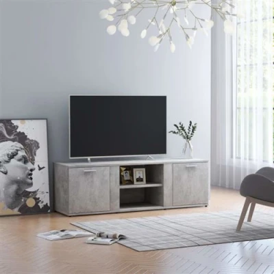 Image de vidaXL Meuble TV Gris béton 120x34x37 cm Bois d’ingénierie801165