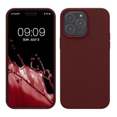 Afbeelding van kwmobile telefoonhoesje geschikt voor Apple iPhone 14 Pro Max Hoesje met siliconen coating Smartphone case in bordeaux violet