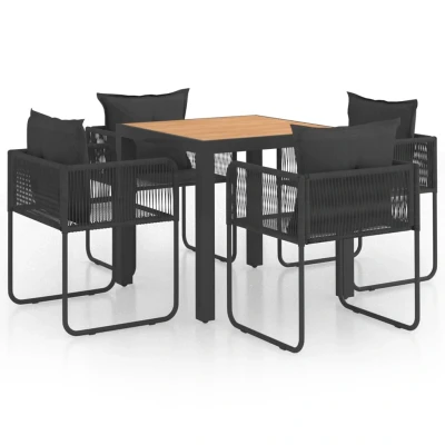 Afbeelding van 5 delige Tuinset PVC rattan zwart en bruin
