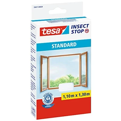 Afbeelding van Tesa Insect Stop Zelfklemmende standaard voor ramen, muggennet, zelfklevend, op maat te snijden, zwart, 110 cm x 130