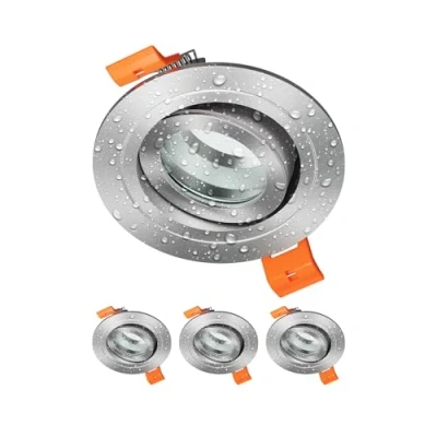 Afbeelding van ledscom.de ERID Plafondinbouwframe voor badkamer, vochtige ruimte, IP44, rond, draaibaar, mat aluminium, 4 stuks