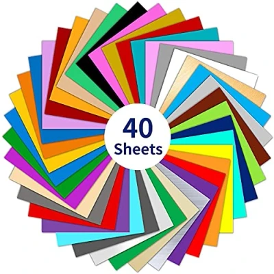 Afbeelding van Wishesther 40Pcs Self Adhesive Vinyl Sheets 12&quot; x 40 Colors Permanent Transfer Paper for Cricut, Silhouette, Cutting machine, Crafts, Home Decor, Logo