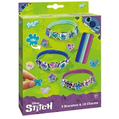 Afbeelding van Disney Lilo en Stitch Totum schuifarmbandjes met 18 bedels stickers 21 delige set