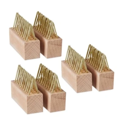 Afbeelding van Relaxdays 6 voegenborstels voor onkruid en mos, stalen borstelharen, reserveborstels, tuin terras, natuur/goud