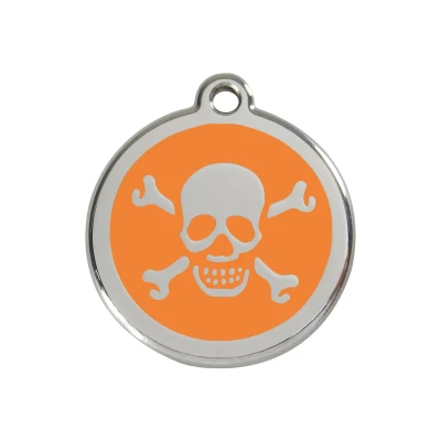 Afbeelding van Cross Bone Orange roestvrijstalen hondenpenning medium/gemiddeld dia. 3 cm RedDingo