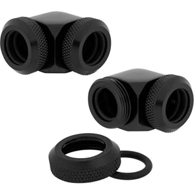 Afbeelding van Corsair Hydro X Series, XF Hardline 2 stuks 90 graden OD fittingen 12 mm (duurzaamheid van massief messing, hoogwaardige afwerking, dubbel O ring compressieontwerp, eenvoudige buisverbinding