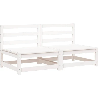 Afbeelding van Tuinbank zonder armleuningen 2 st 70x70x67 cm grenenhout wit