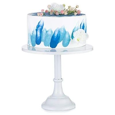 Afbeelding van 30 cm wit taartstandaard, eenvoudige kunst metaal rond bruiloft evenement verjaardagsfeest dessert cupcake sokkel display plaat, standaard taartstandaard voor kerstdecoratie