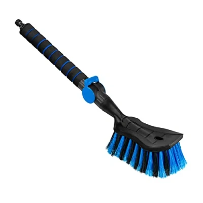 Afbeelding van ToM PaR Wasborstel I Waterborstel Autowasborstel met wateraansluiting Snelontgrendeling voor de waterklep Dicht op elkaar geplaatste borstelharen Comfortabele grip Lengte: 54 cm Blauw