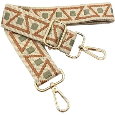 Afbeelding van Kleurrijke schoudertas voor dames, brede tasriem, bruin, groen, verstelbare schouderriem met gouden karabijnhaak, duurzaam schoudertas, tas, doe het zelf, accessoires meisjes,
