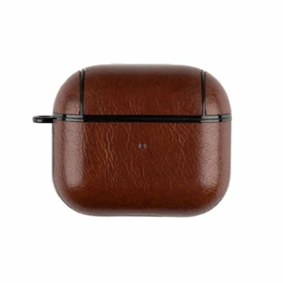 Afbeelding van AirPods 3 hoesje Leder Leather series Bruin Bescherming voor uw