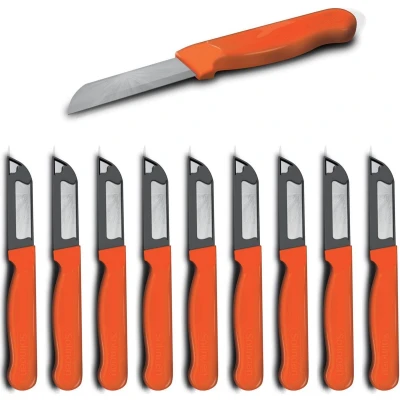 Afbeelding van Solingen Schilmesje Robuust Handvat RVS Glad 16 cm met &quot;Blade Cover&quot; Donker Oranje 10 stuks