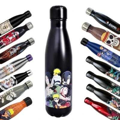 Afbeelding van Hômadict NARUTO Thermosfles, roestvrij staal, herbruikbaar, Konoha figuren, houdt 12 uur warm en koud, voor sport, reizen, dagelijks gebruik, 500 ml, BPA vrij, officiële licentie