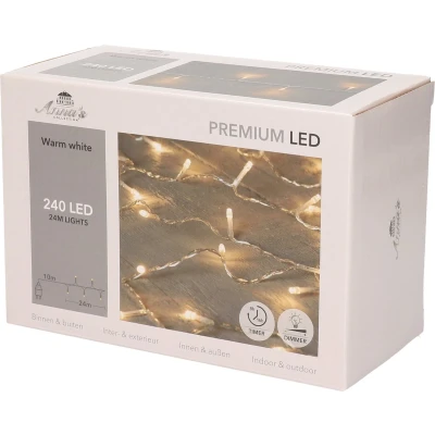 Afbeelding van Kerstverlichting warm wit 240 leds met dimmer en timer functie 2400 cm voor buiten binnen Boomverlichting