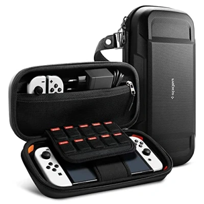 Afbeelding van Spigen Rugged Armor Pro compatibel met Nintendo Switch OLED 2021 en 2017, zwart, zwart.