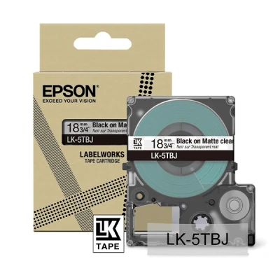 Image de Epson LabelWorks LK 5TBJ Noir sur fond transparent mat rouleau (1,8 cm x 8 m) 1 cassette(s) boîte de suspension cartouche bande pour LW C410, C610