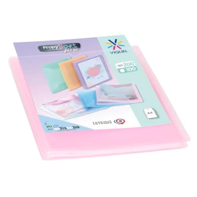Afbeelding van Viquel A4 showmap voor 200 pagina&#039;s Aanpasbare documentenmap 100 gladde kwaliteitshoezen Pastel roze