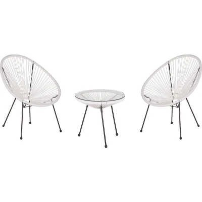 Afbeelding van Beliani ACAPULCO II Bistroset voor 2 Wit PE rotan