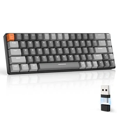 Afbeelding van MAGIC REFINER RK68 draadloos gamingtoetsenbord, mechanisch gamingtoetsenbord 60%, Apex Pro Mini Dual Mode Bluetooth 5.0/2,4 GHz, blauwe hot swappable switch met 2 in 1 ontvanger voor PC/Mac/Tablet