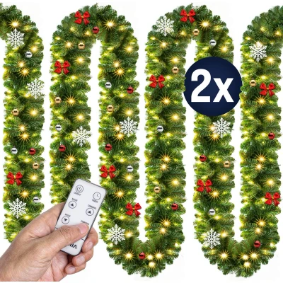 Afbeelding van Casaria Guirlande 2x5m 80 LEDs Afstandsbediening Decoratie Warmwit