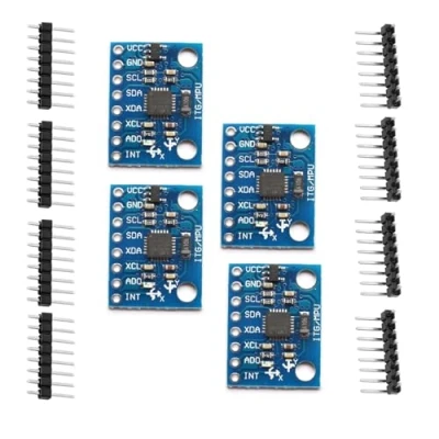 Afbeelding van Set van 4 GY 521 MPU 6050 modules, 3 assige gyroscoop versnellingsmeter, 6 x DOF 16 bits gyroscoopsensor, AD I2C dataconverter en versnellingsmeter compatibel met Ard