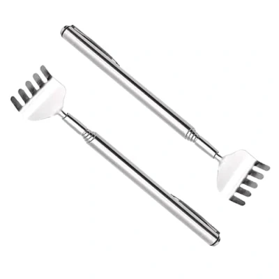 Afbeelding van Rugkrabber, 2 stuks telescopische rugschrapers, rugschraper van roestvrij staal, draagbaar, rugmassager, voor hoofd en rugmassage