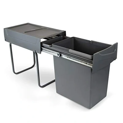 Afbeelding van Emuca Recycling afvalemmer 20 l voor de keuken, bevestiging aan onderkant en handmatige extractie, kunststof antracietgrijs, 1 ut.