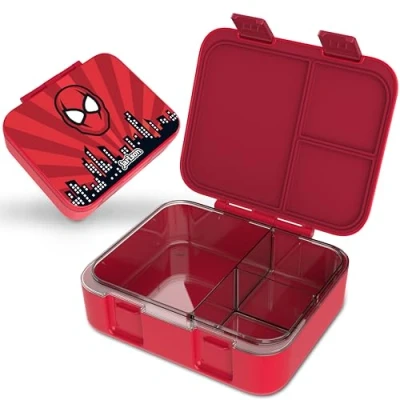 Afbeelding van Jarlson® Mili Lunchbox voor kinderen met vakken, BPA vrij, lekvrij, kleuterschool en school, 1000 ml, licht gewicht (superheldenrood)