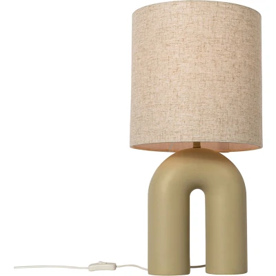 Afbeelding van QAZQA Design tafellamp beige met linnen kap Lotti