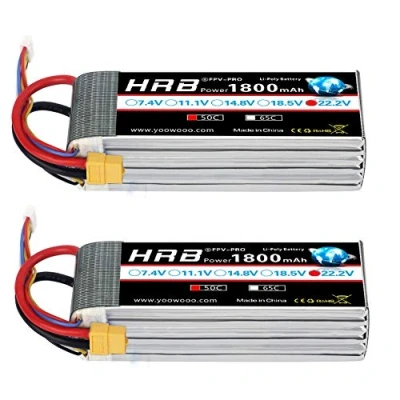 Afbeelding van HRB 2 stuks 1800mAh 6S 22.2V 50C LiPo Batterij met XT60 voor SAB380 Align 470 ALZRC Devil 380 480 RC Helikopter Vliegtuig Auto&#039;s Vrachtwagens Buggy Truggy Multicopter Drone