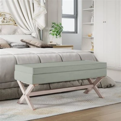 Afbeelding van Opbergkruk 110x45x49 cm fluweel lichtgrijs