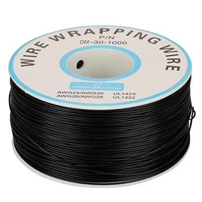 Afbeelding van 200 m rol elektrische kabel, 0,25 mm, 30 AWG, 80 C, pvc isolerende testkabel, draad van koper, vertind met een kern voor wikkelen (zwart)