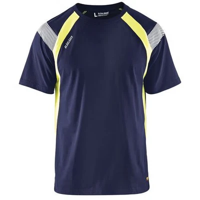 Image de T shirt marine/jaune fluorescent