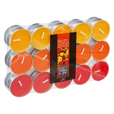 Afbeelding van Atmosphera Geurkaars waxine/theelichtjes 30x Tropisch fruit 3,5 branduren