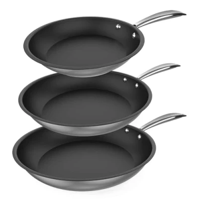 Afbeelding van Cecotec Pannenset Polka Classy 20 24 28 bucket set staal diameter cm, roestvrij 18/10, anti aanbaklaag, geklonken handgreep, geschikt voor alle soorten keukens
