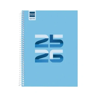 Afbeelding van Finocam Agenda Cool Cursus 2025/2026, horizontaal weekoverzicht, september 2025 tot juni 2026 (schooljaar) + juli en augustus samenvattingen, Spaans blauw