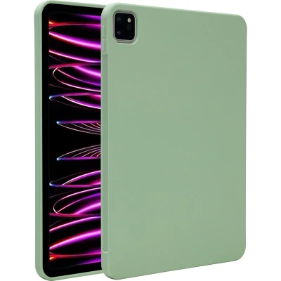 Afbeelding van Accezz Tablet Hoes Geschikt voor iPad Pro 11 (2022) / (2021) (2020) (2018) Liquid Silicone Backcover met penhouder Lichtgroen