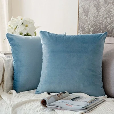 Afbeelding van MIULEE Set van 2 fluwelen kussenhoezen, decoratief, sofa, kussensloop, zeer glad, zacht, comfortabel, decoratie, huis, woonkamer, slaapkamer, voor bank, 40 x cm, turquoise blauw