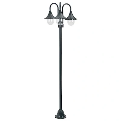 Afbeelding van Paalverlichting tuin E27 220 cm aluminium donkergroen 3 delig