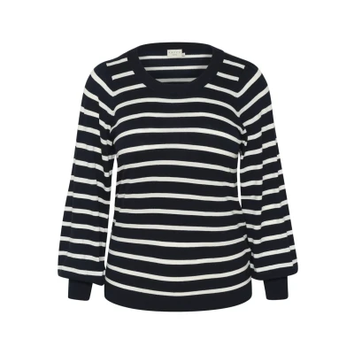 Afbeelding van Kaffe Curve Miana Trui Midnight marine chalk stripe, Dames, Maat: 54/56, stripe