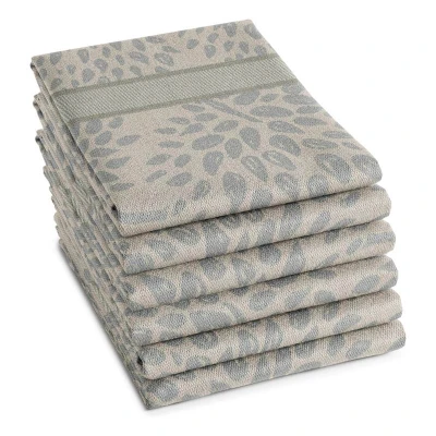 Afbeelding van DDDDD Trees Theedoek Set van 6 Katoen Jacquard geweven 60x65 cm Bomenprint Taupe