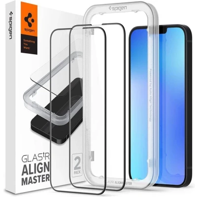 Afbeelding van Spigen tR Align Master FC (2 Pack) + Frame screenprotector voor iPhone 13 en Pro zwart