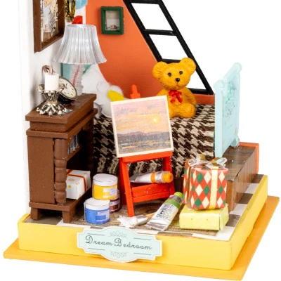 Afbeelding van Crafts&amp;Co Miniatuur Bouwpakket Volwassenen Hout DIY Poppenhuis Dream Bedroom